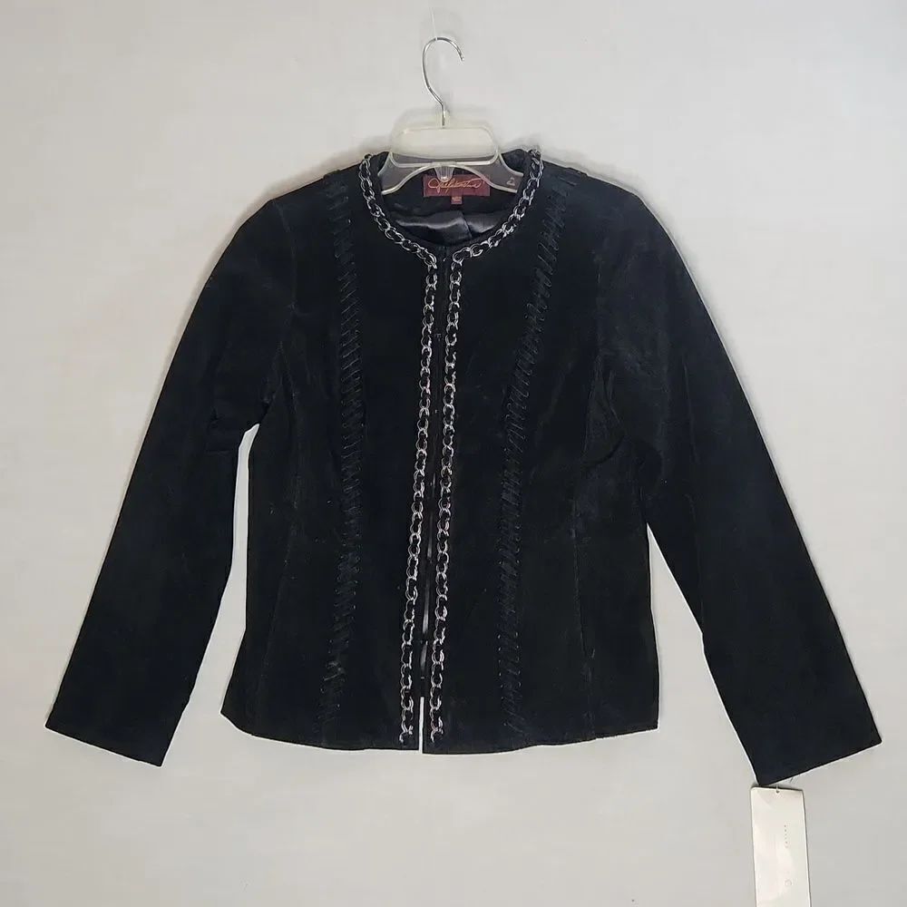 Hal Rubenstein Black Suede leather Blazer Jacket